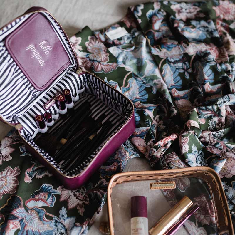 Amora Jetsetter Train Case Makeup Bag Hudson and Bleecker Travel