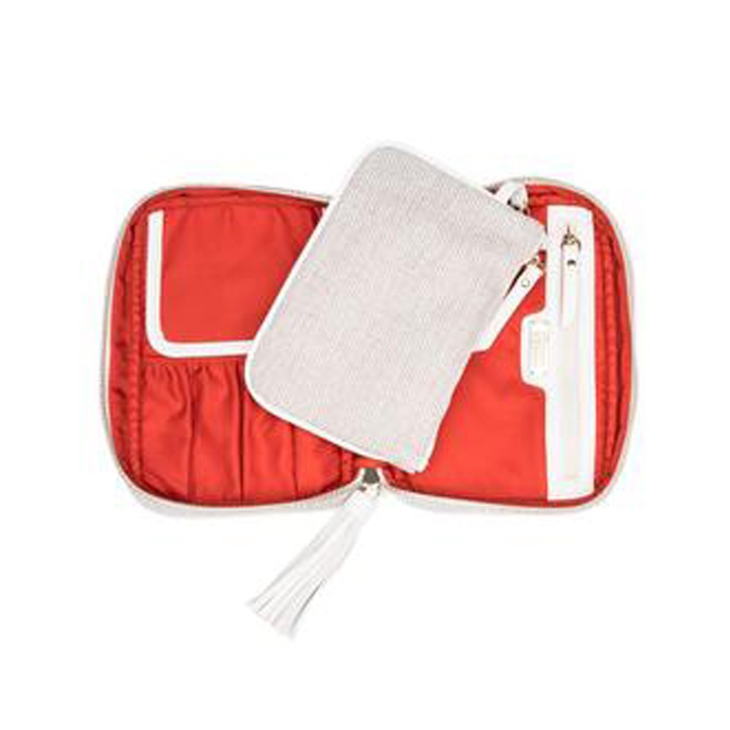 White Herringbone Cosmetic Case